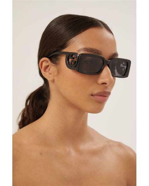 black gucci rectangle sunglasses|Gucci oversize rectangular sunglasses.